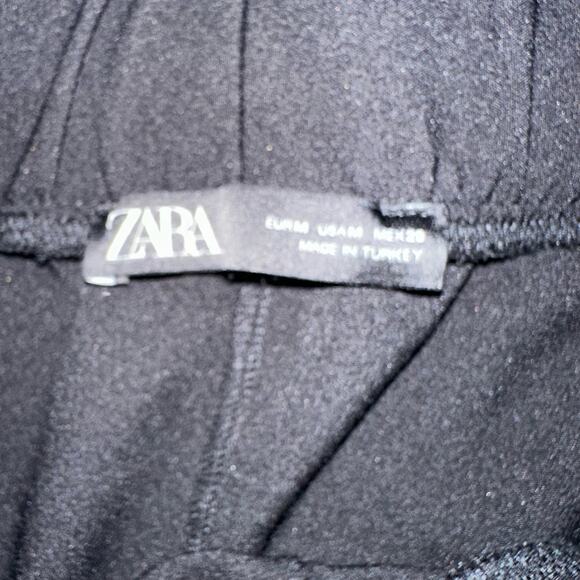 ZARA High Waisted with Side Stripe Trouser Pant Women’s size Medium black jogger - Picture 7 of 14